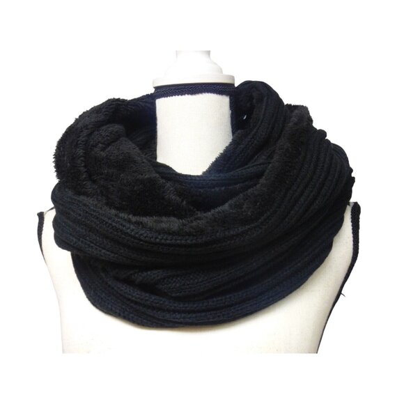 DKNY Fleece-Lined Knit Infinity Scarf, Black - Picture 5 of 11